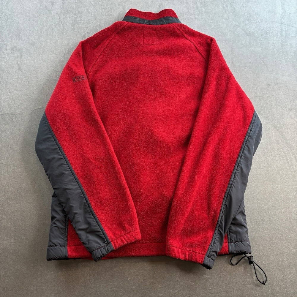 CHAPS Ralph Lauren Men's Full Zip Red Grey Padded Fleece Jacket Y2K Size Large - Picture 2 of 13